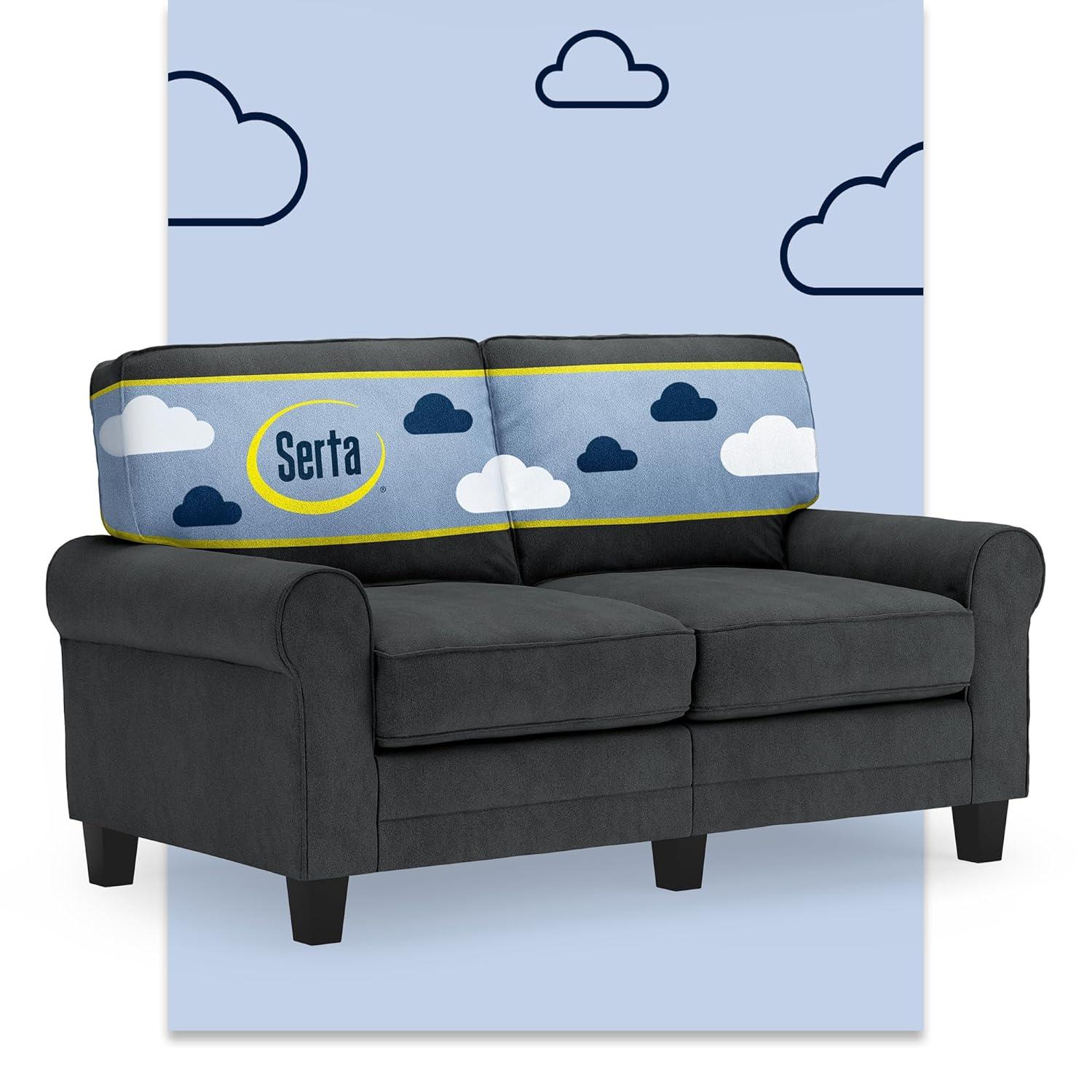 Serta Copenhagen 61" Rolled Arm Sofa, Easy Care Fabric, Soft Pillow Back, Pocket Coil Seat Cushions
