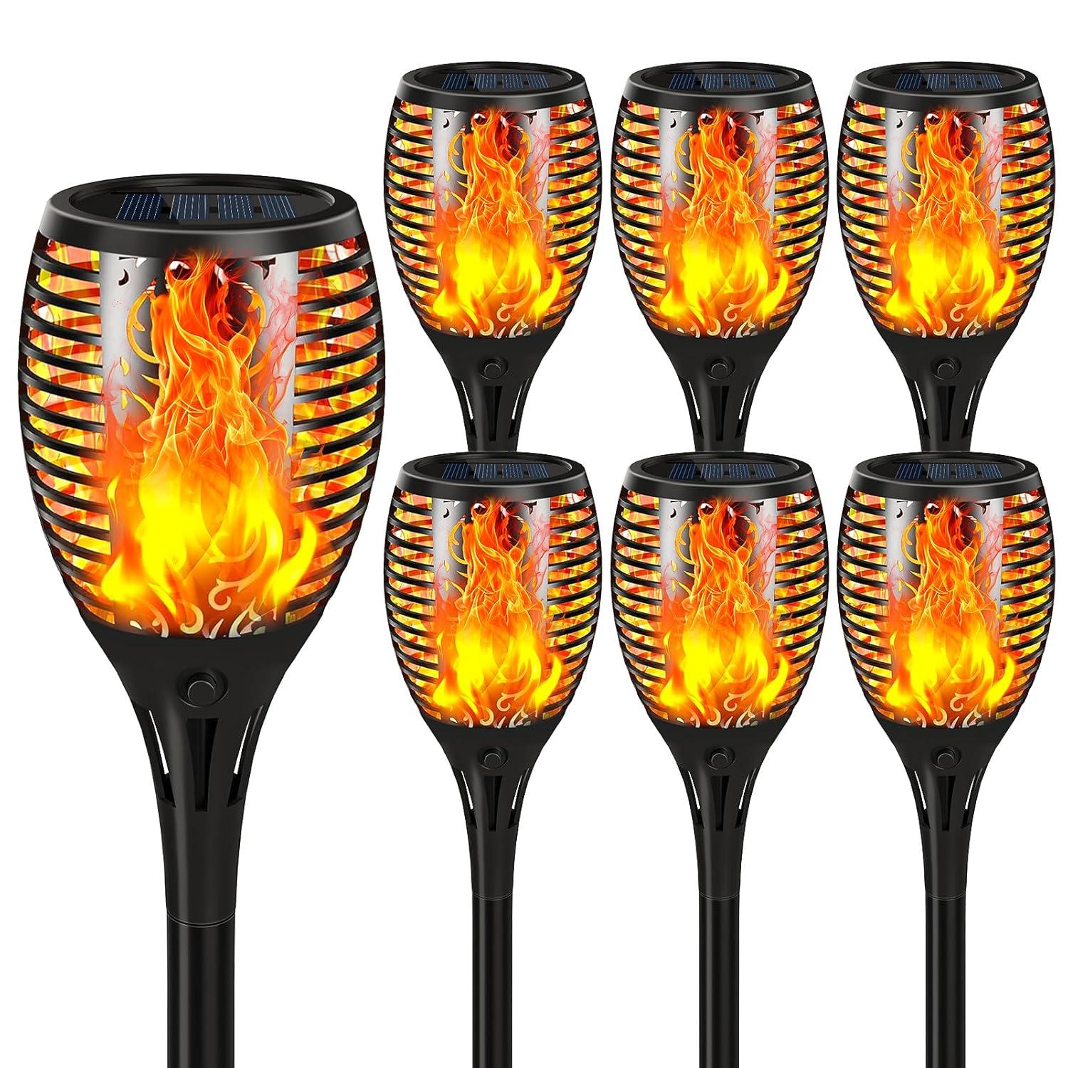 4 Pack Solar Lights Outdoor, Solar Torch Lights Outdoor Flickering Flame for Outdoor Decorations, Waterproof Garden Light Solar Powered , Torches Flame Light for Outside Yard Patio Lawn Garden Decor