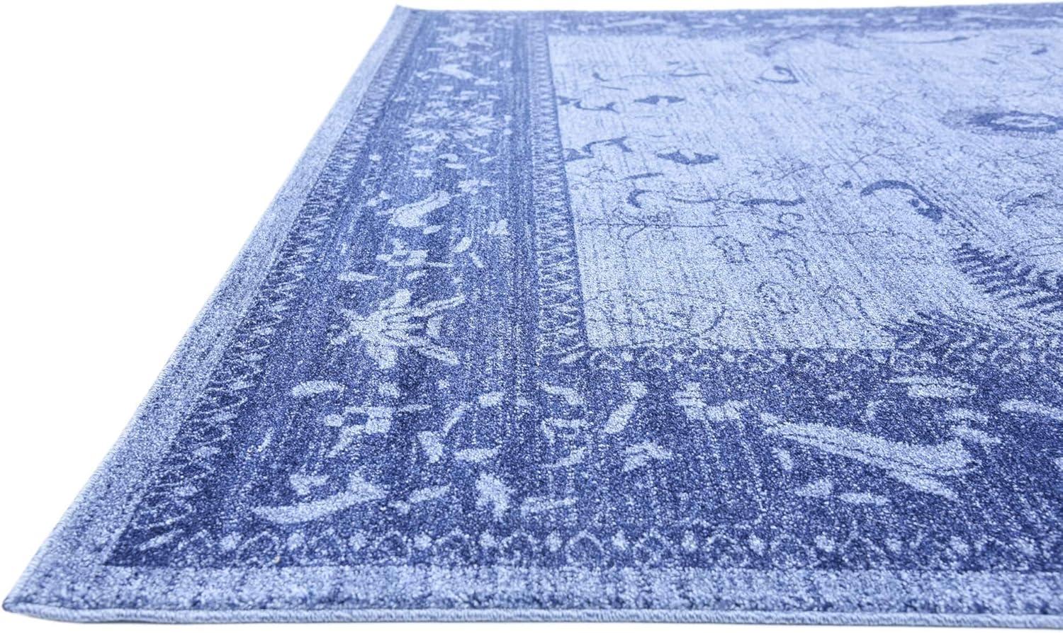 Unique Loom La Jolla Collection Area Rug - Floral (8' Square Blue/Navy Blue)