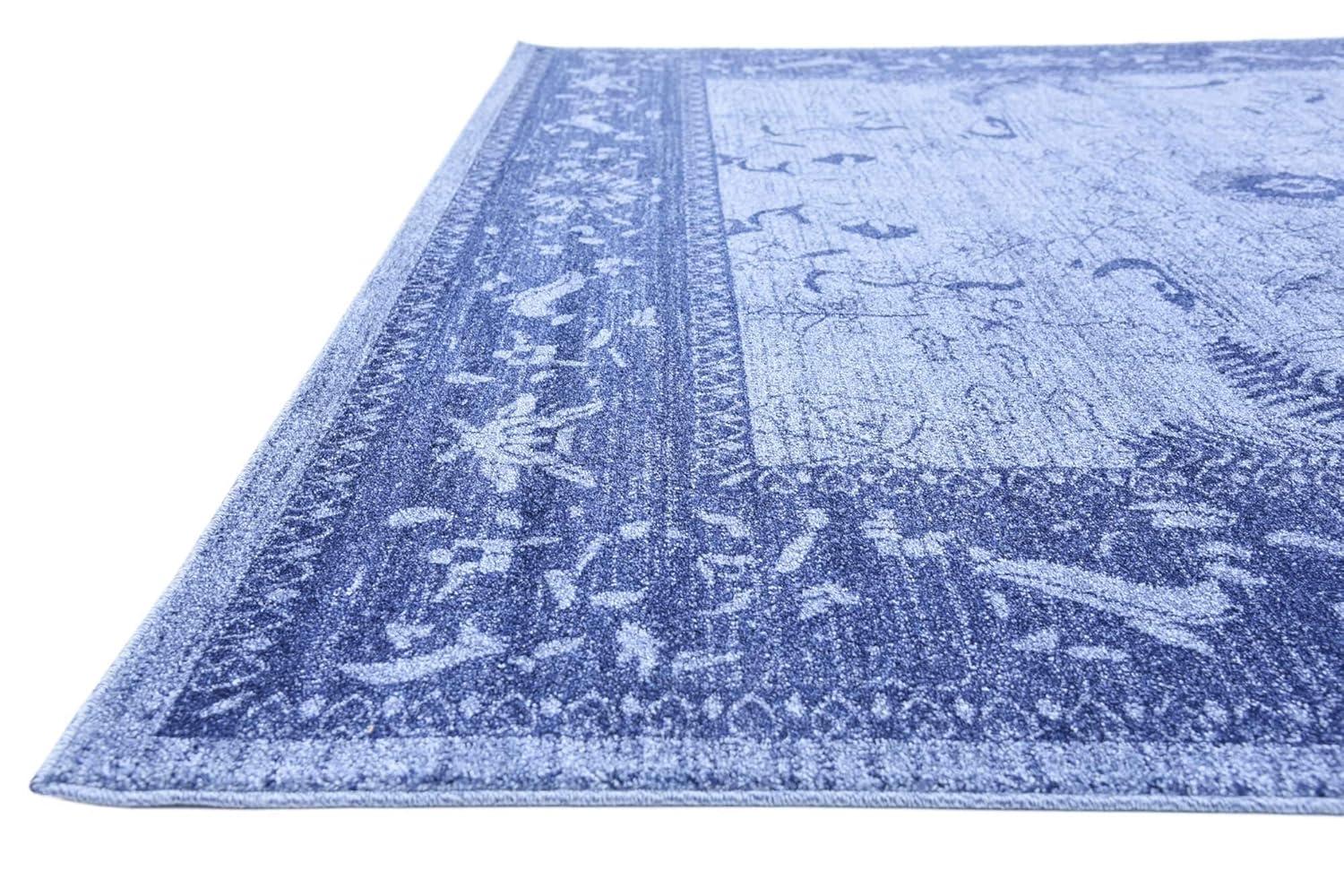 Unique Loom La Jolla Collection Area Rug - Floral (8' Square Blue/Navy Blue)