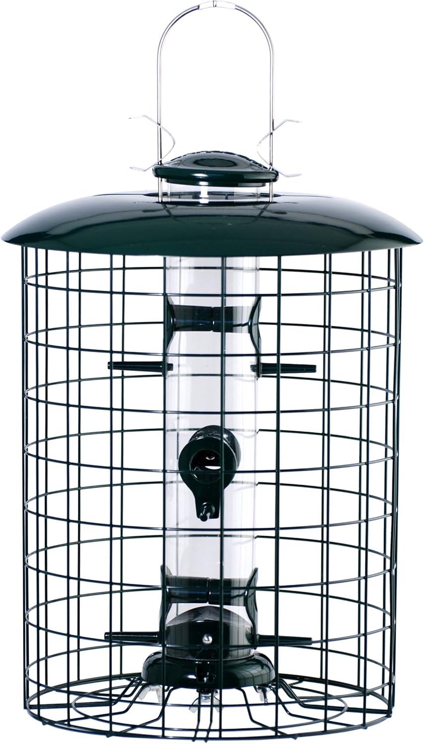 WoodLink Squirrel Resistant Metal Cage Tube Bird Feeder, Green