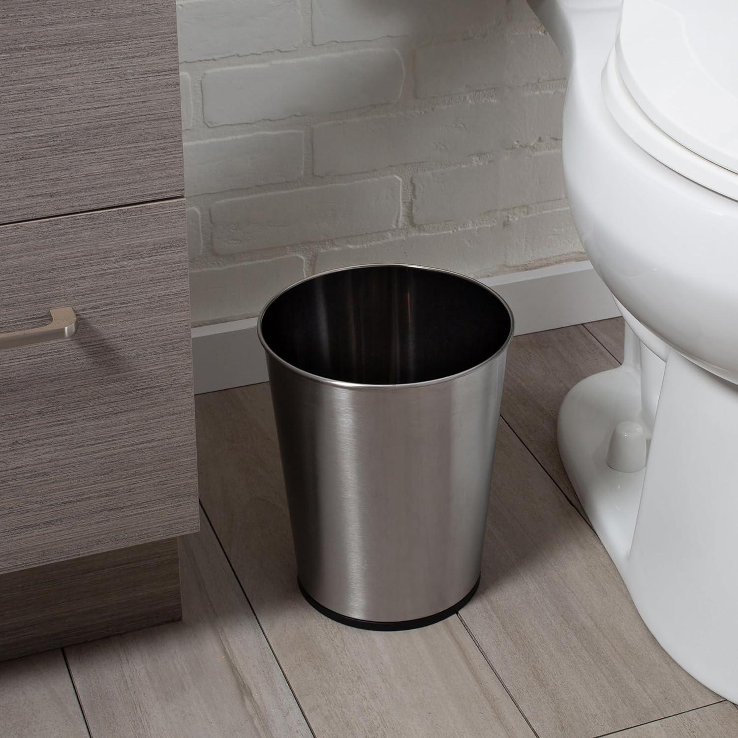 Bath Bliss 1.3 gal Iron Bathroom Trash Can, Stainless Steel