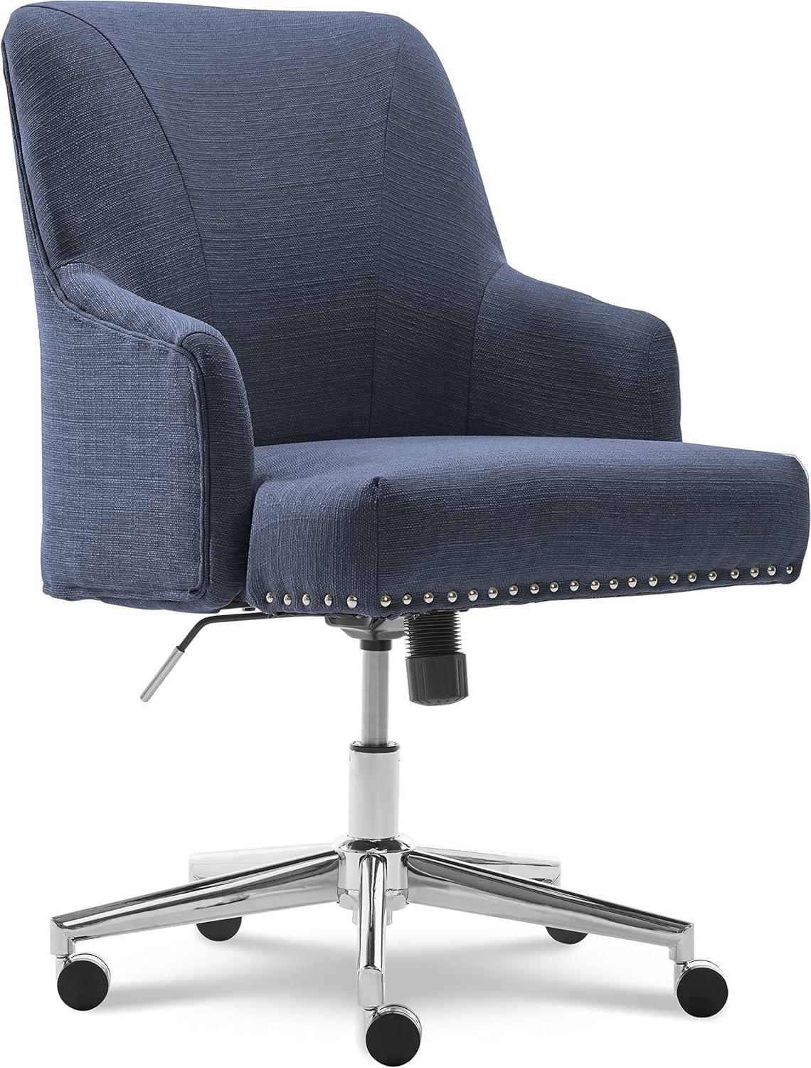 Style Leighton Home Office Chair Sanctuary Blue - Serta: Swivel, Adjustable, Wood Frame, Fixed Arms
