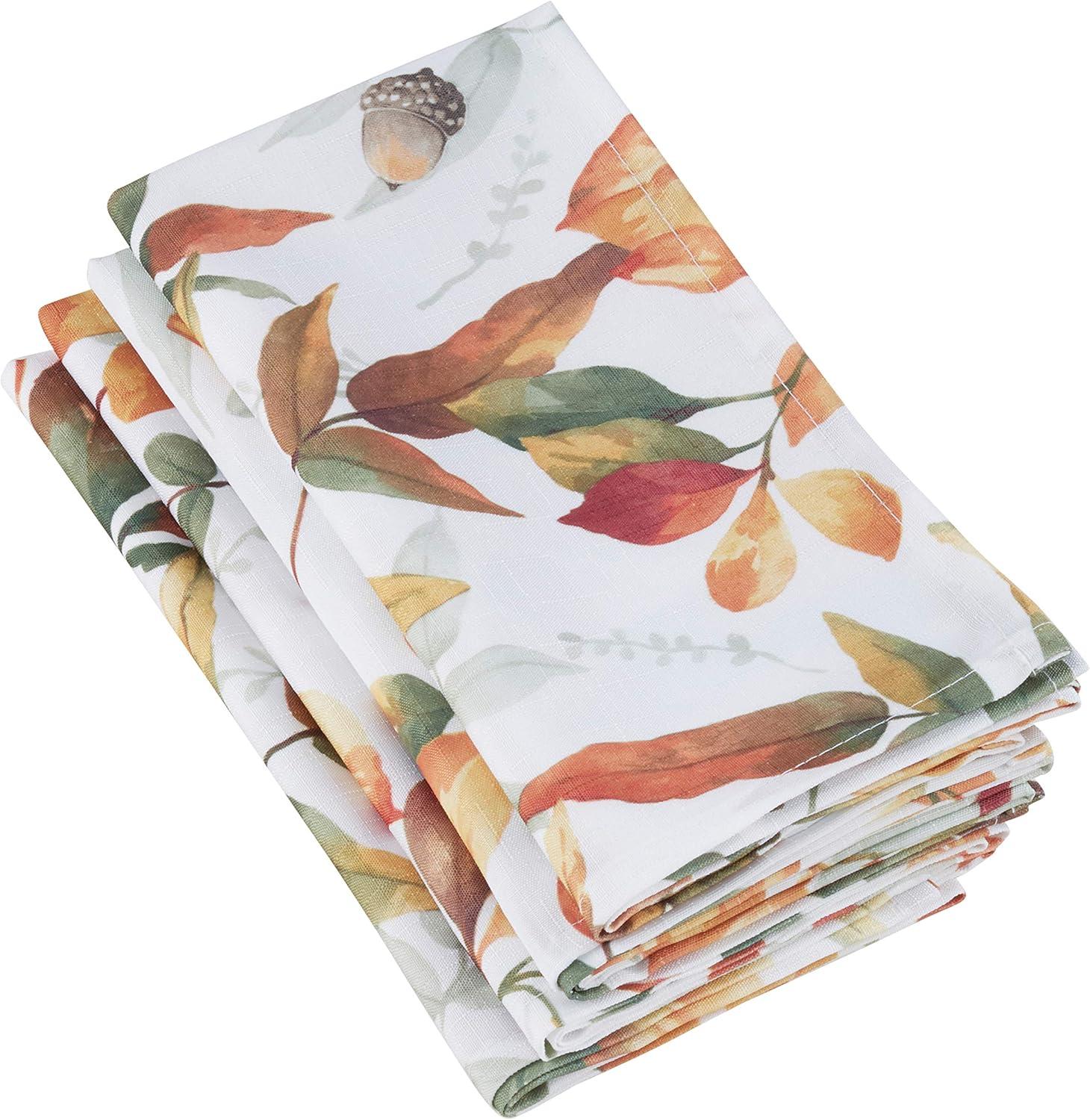 Saro Lifestyle Fall Leaf Napkin, 20" Square, Multi (Set of 4)