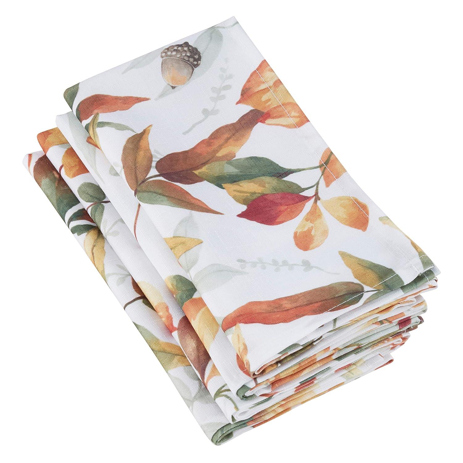 Saro Lifestyle Fall Leaf Napkin, 20" Square, Multi (Set of 4)