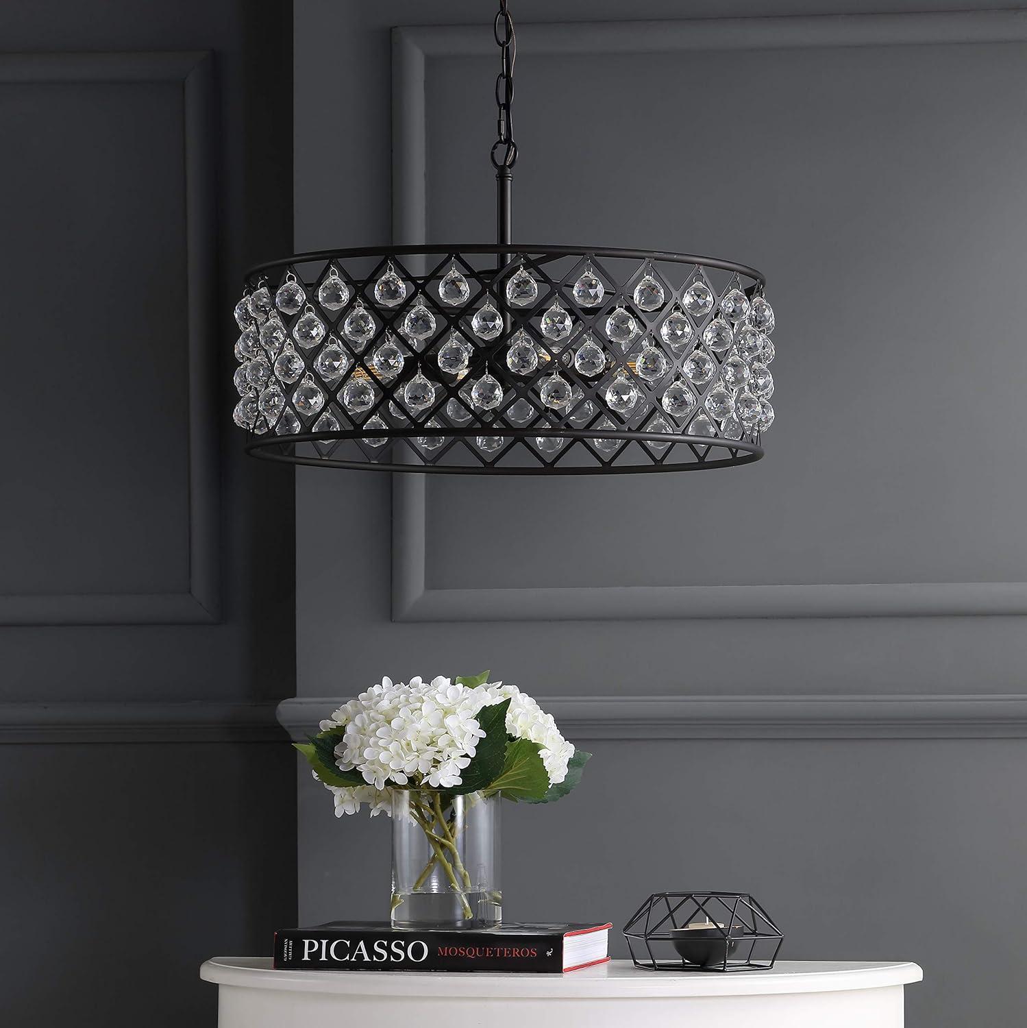 Gabrielle 23" Crystal/Metal LED Pendant, Oil-Rubbed Bronze