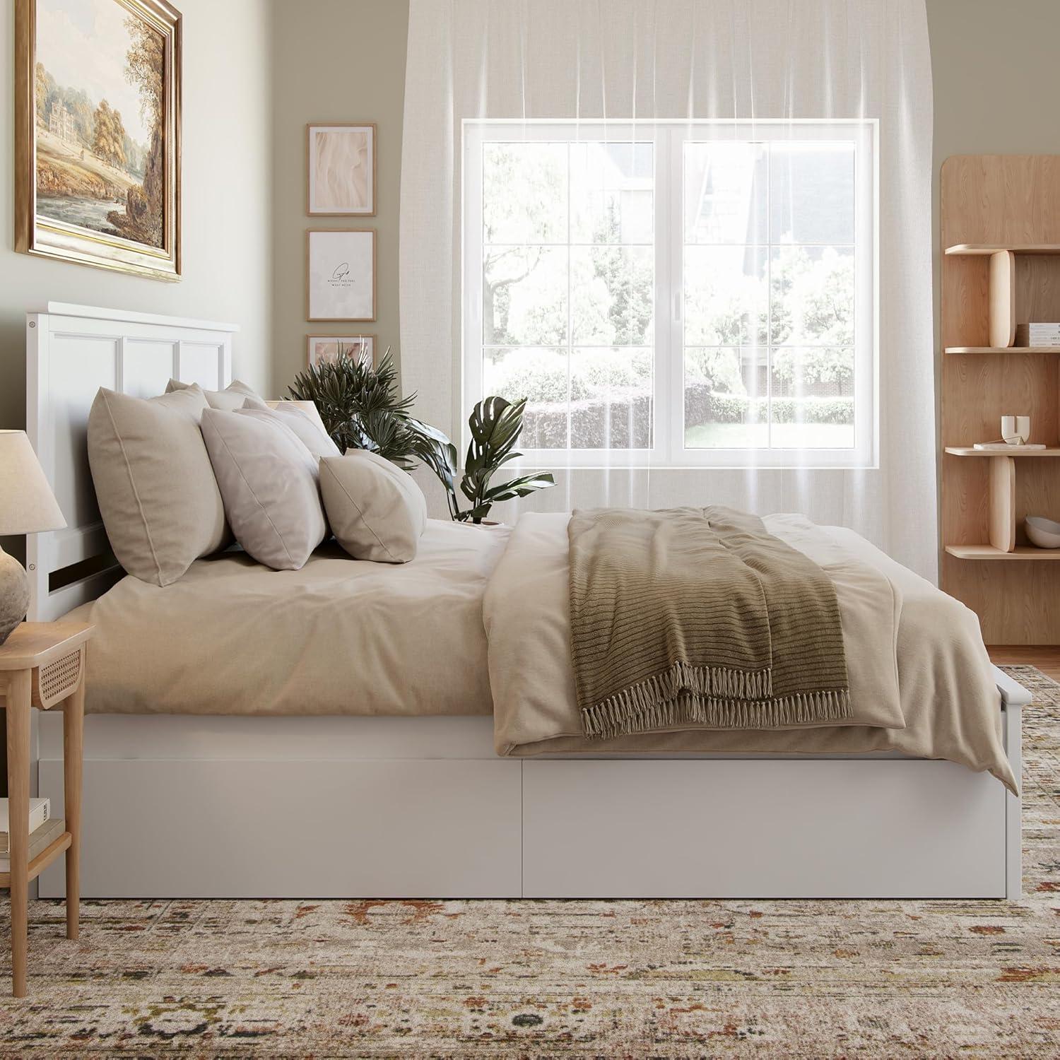 Madison Solid Wood Platform Bed with Matching Footboard & Storage Drawers