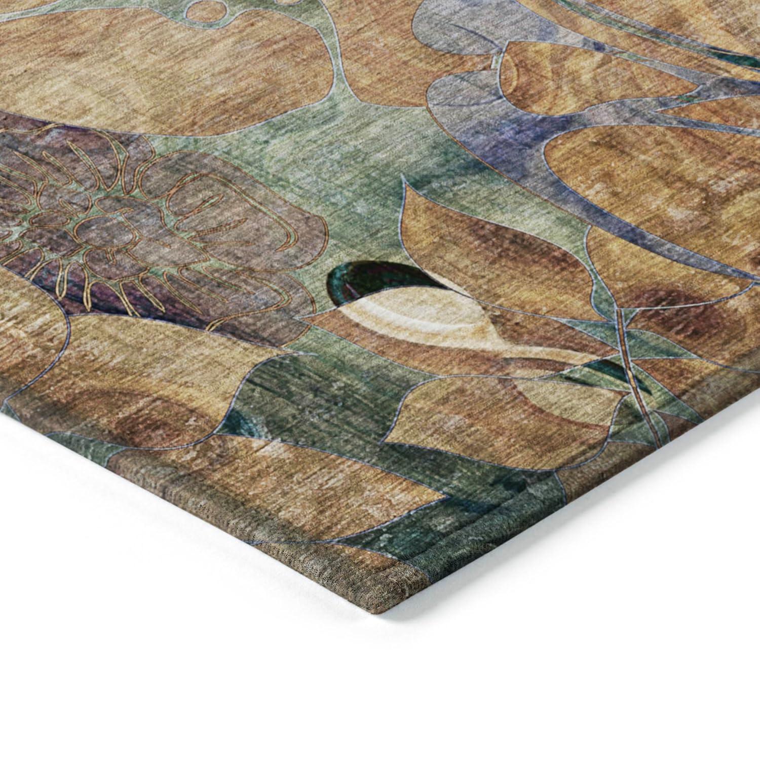 Addison Rugs Chantille Indoor/Outdoor Transitional Floral Beige Washable Rectangle Rug, 8' x 10'