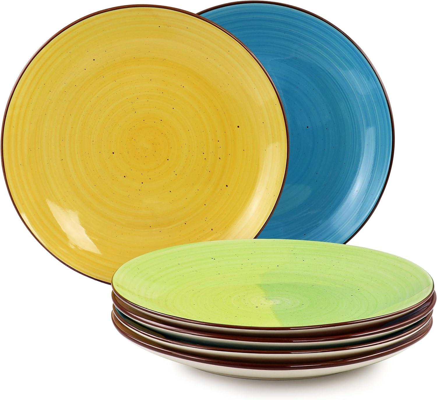 Elama Sebastian 6 Piece Stoneware Dinner Plate Set in Assorted Colors
