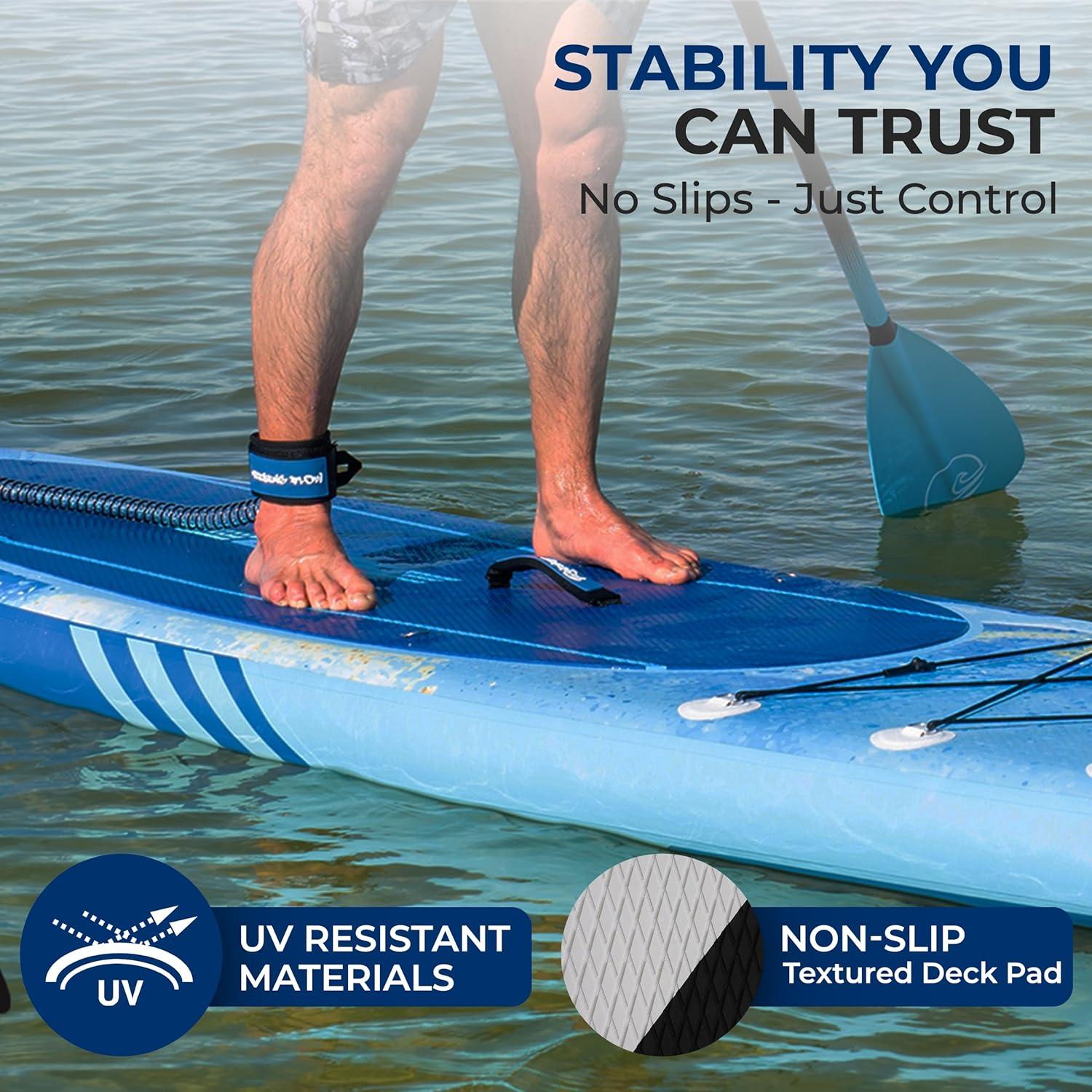 Serenelife Inflatable Stand Up Paddle Board (6 Inches Thick) With Premium SUP Accessories & Carry Bag | Wide Stance, Bottom Fin For Paddling, Surf Control, Non-Slip Deck | Youth & Adult Standing Boat