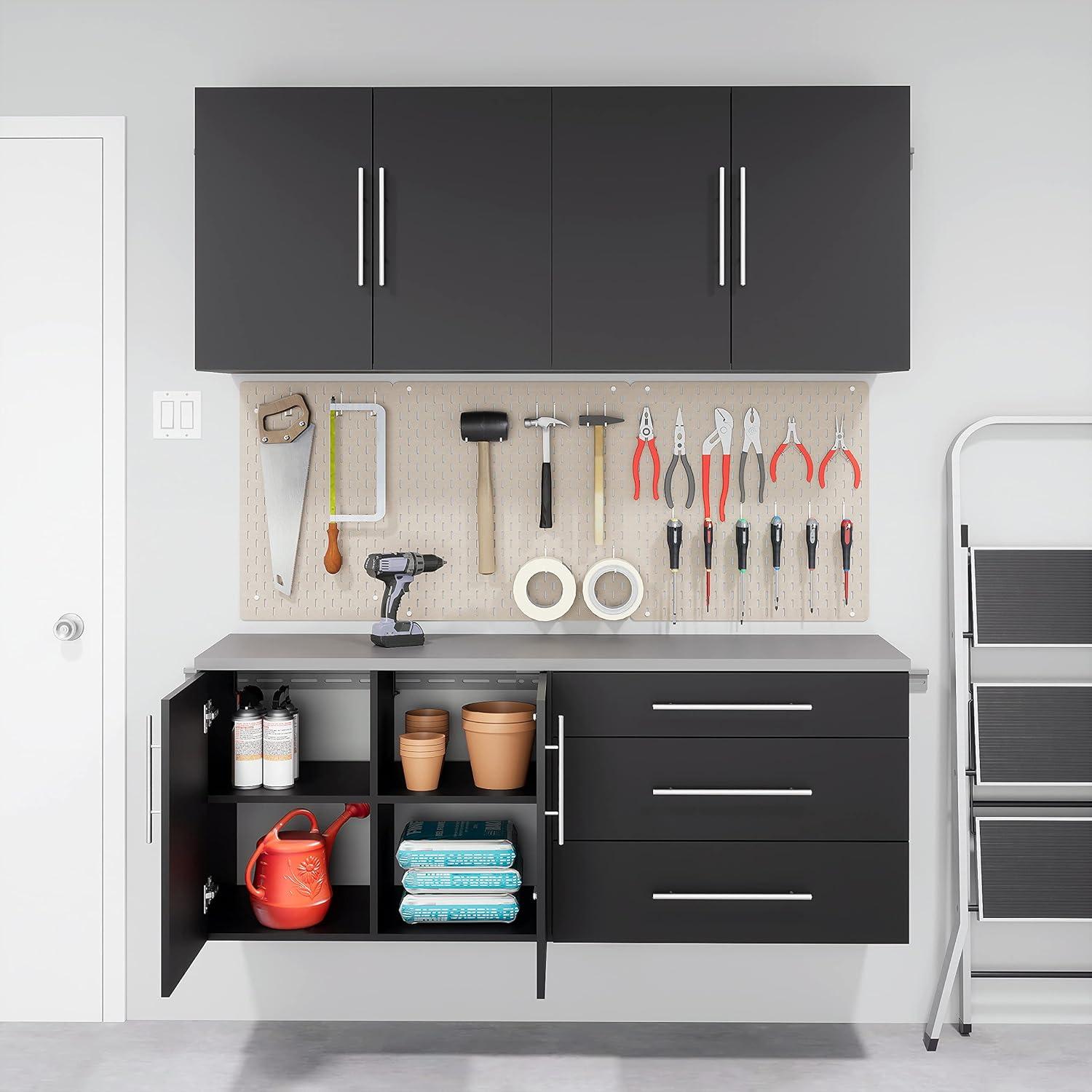 Versatile Wall-Mounted Black Laminated Composite Wood 3-Drawer Cabinet