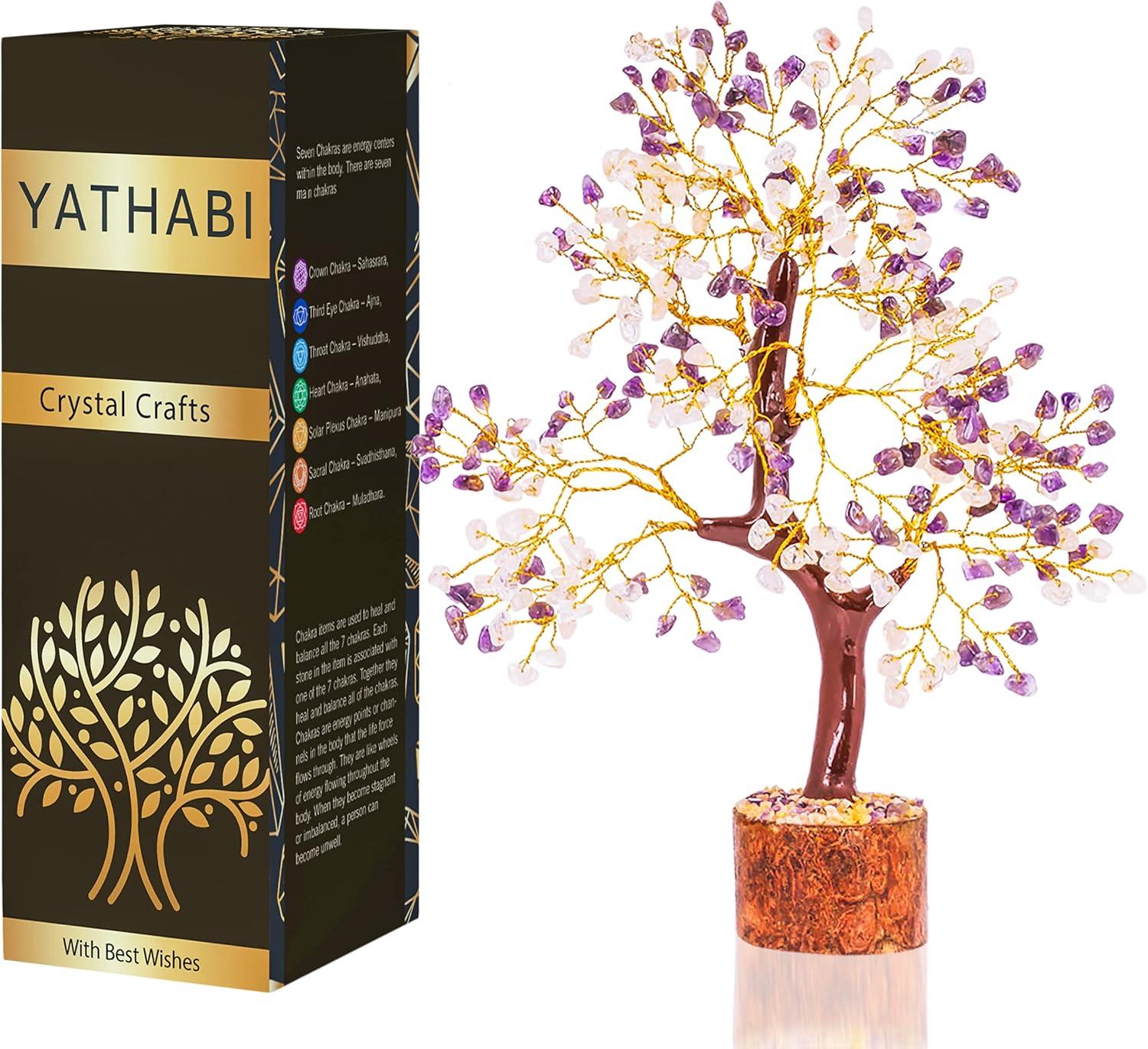 Amethyst Tree - Gemstone - Crystal Bonsai Tree - Yellow Aventurine - Crystal Tree - Tree of Life Decor - Spiritual Gift - Money Tree - Chakra Tree - Feng Shui Tree - Good Luck