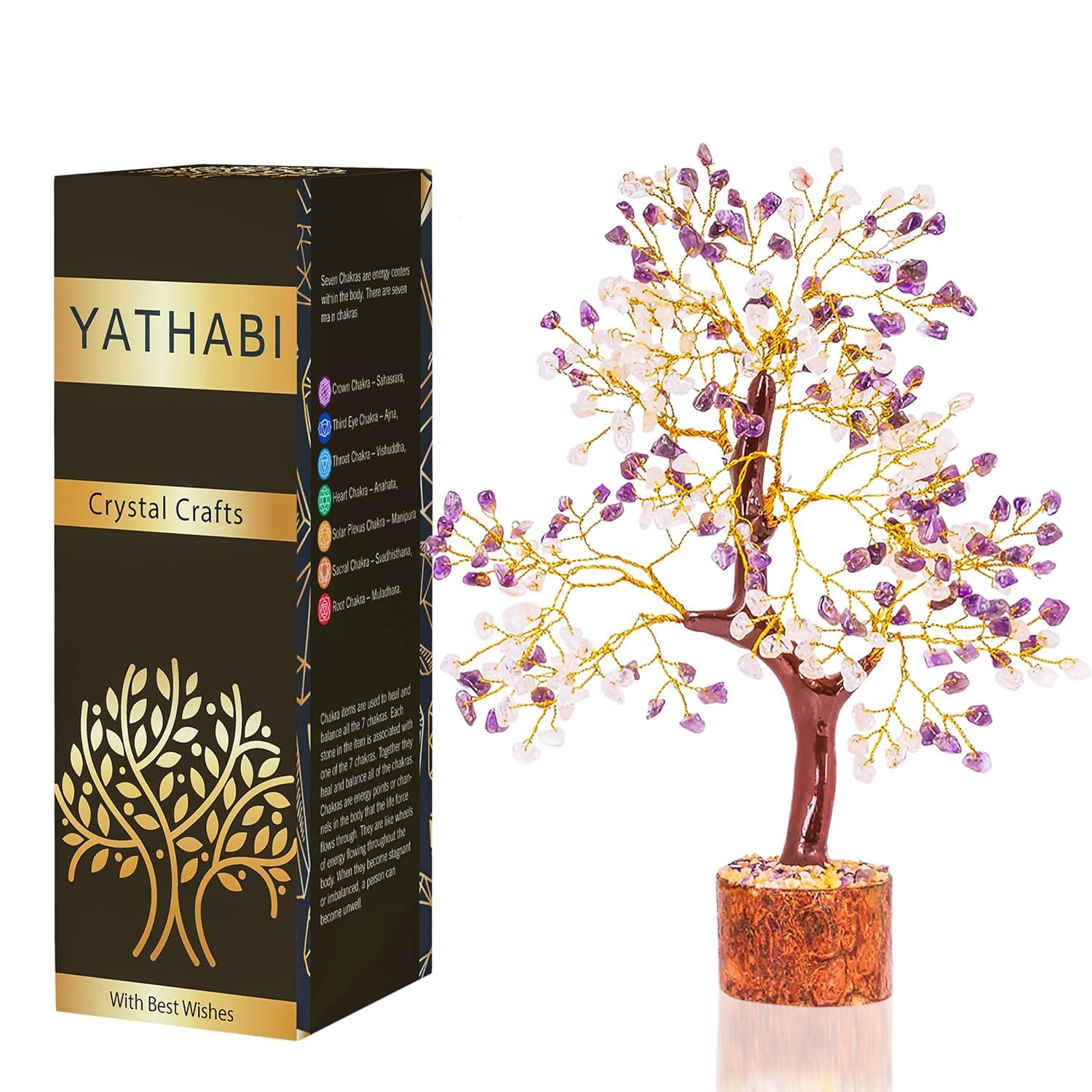 Amethyst Tree - Gemstone - Crystal Bonsai Tree - Yellow Aventurine - Crystal Tree - Tree of Life Decor - Spiritual Gift - Money Tree - Chakra Tree - Feng Shui Tree - Good Luck