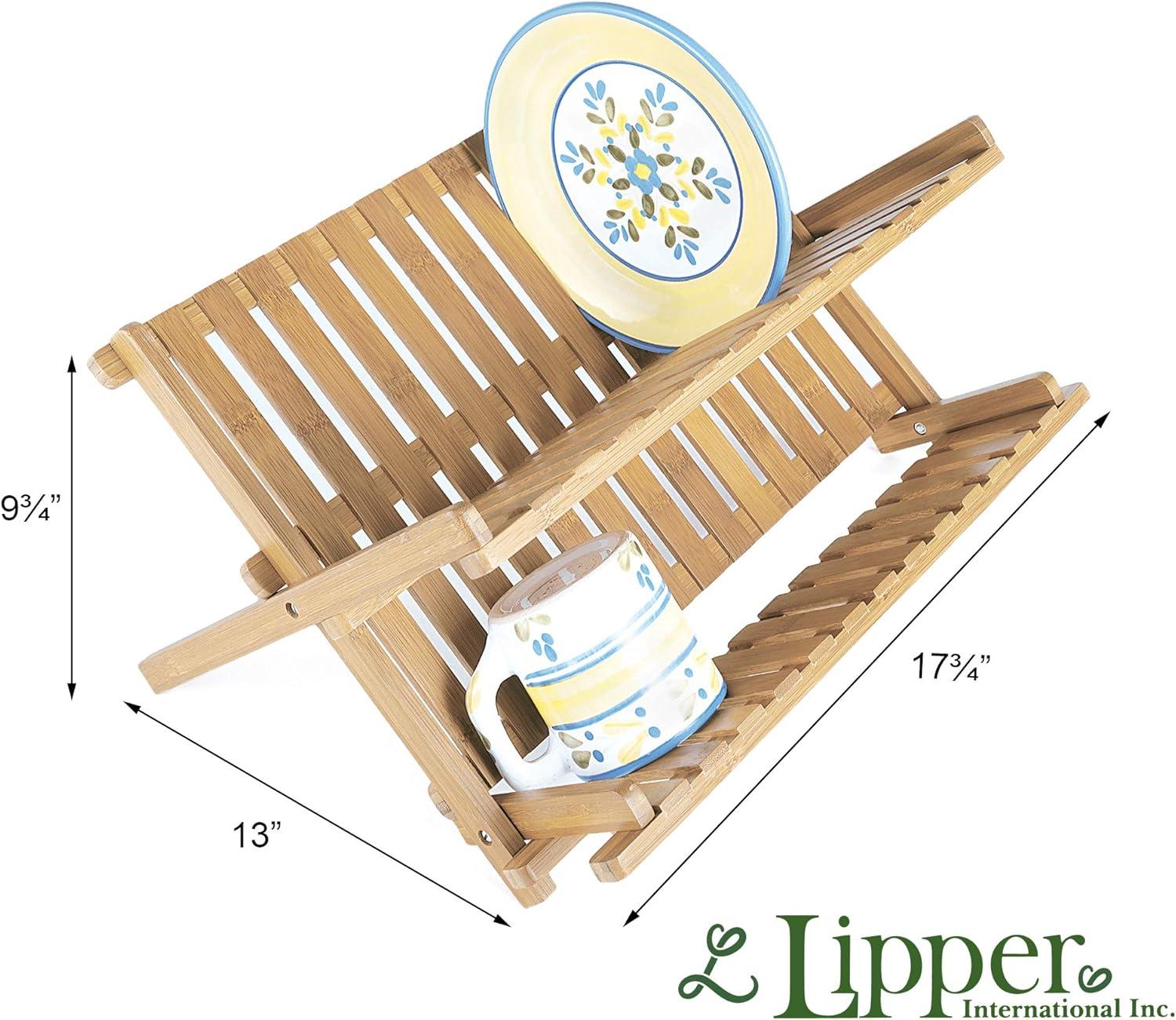 Foldable Bamboo Lightweight Dish Rack in Natural Finish