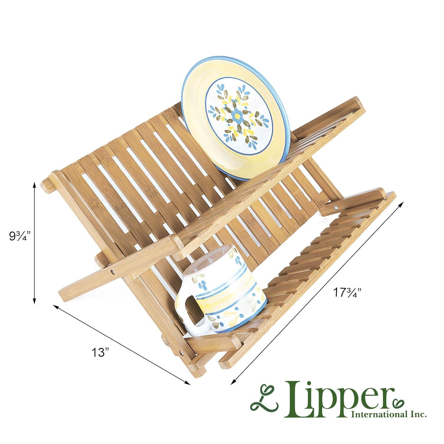 Lipper International Adjustable Bamboo Two Tier Dish Rack