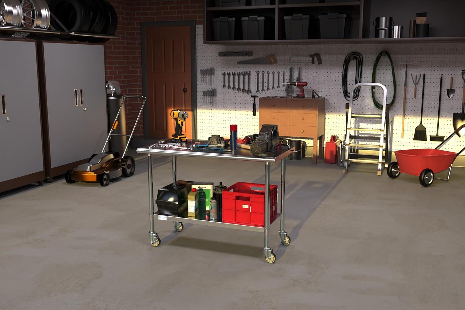 KoolMore 24" x 48" Stainless Steel Work Table with Casters