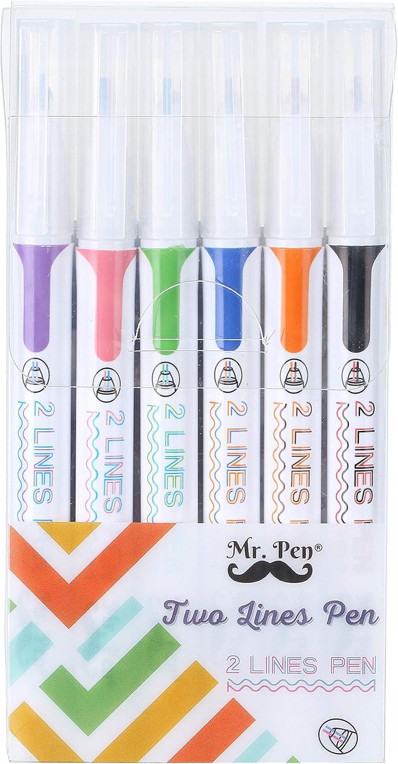 Mr. Pen Fine Point Pens Pack, Fine, 3 mm, Assorted Ink Colors, 6 Count