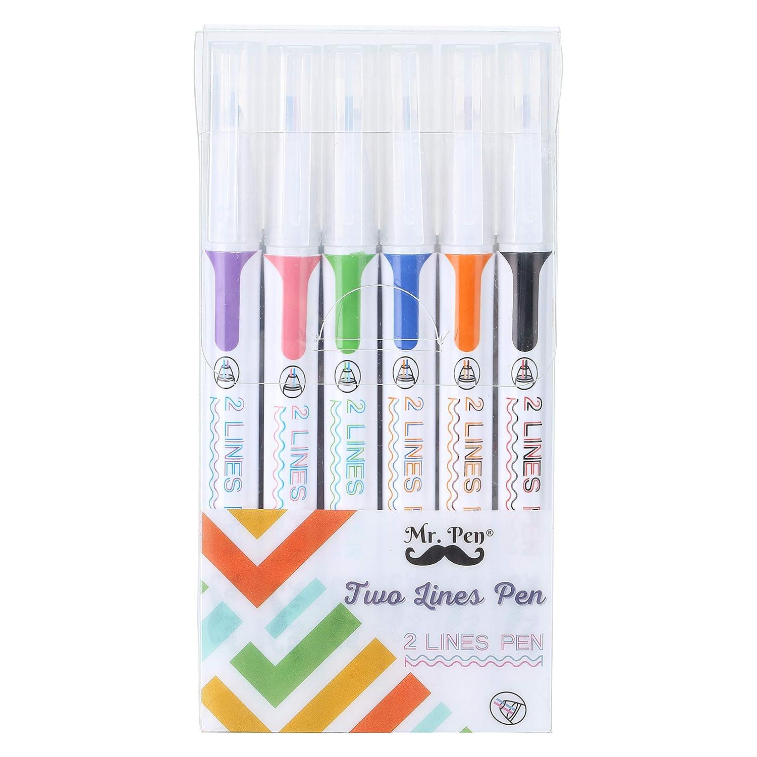 Mr. Pen Fine Point Pens Pack, Fine, 3 mm, Assorted Ink Colors, 6 Count