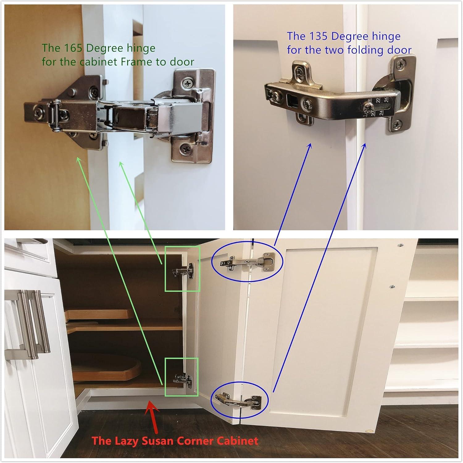 165 Degree Full Overlay Brushed Metal Lazy Susan Cabinet Hinge