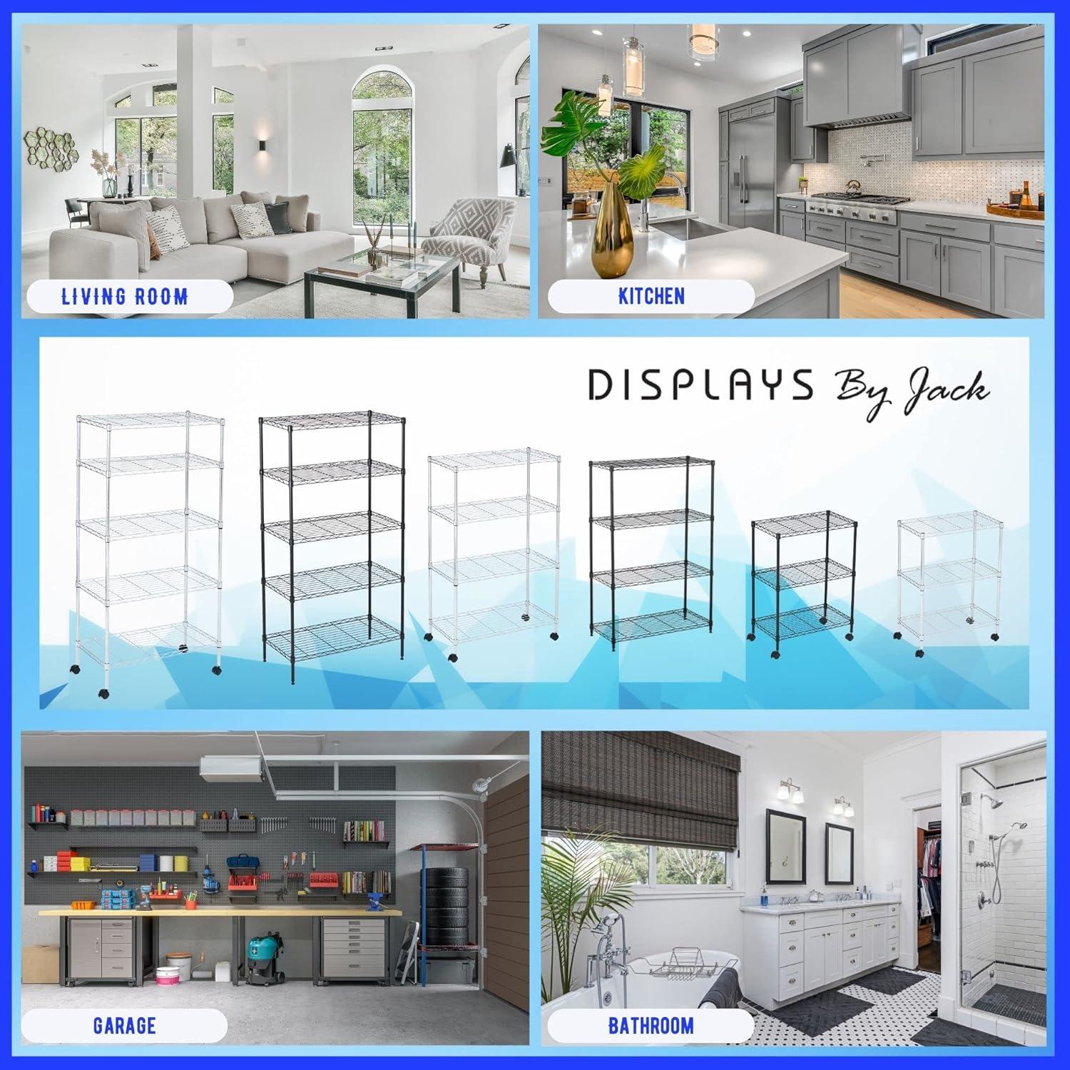 Chrome 4-Tier Adjustable Wire Shelving Unit with Wheels