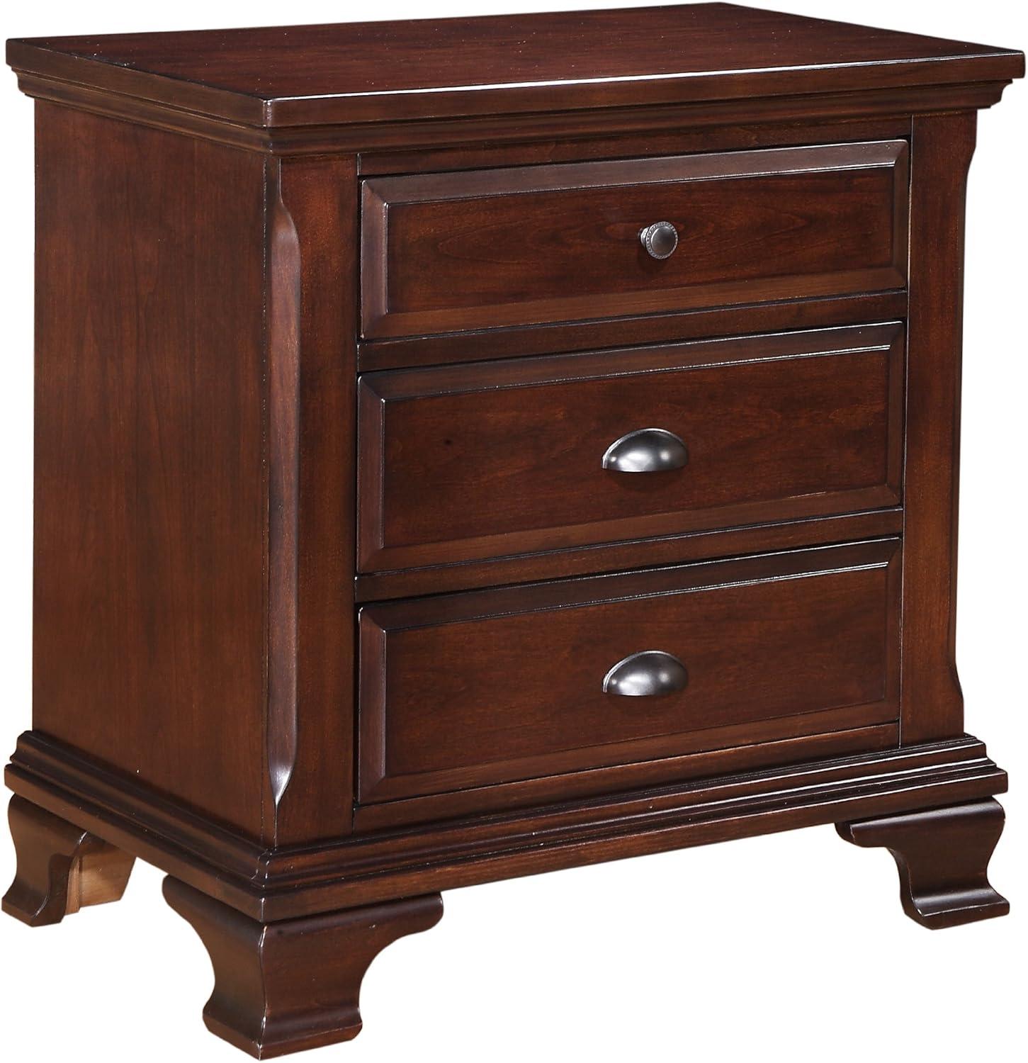 Brinley Nightstand Cherry Red - Picket House Furnishings: Mid-Century Modern Style, Laminated Finish, MDF & Metal Hardware