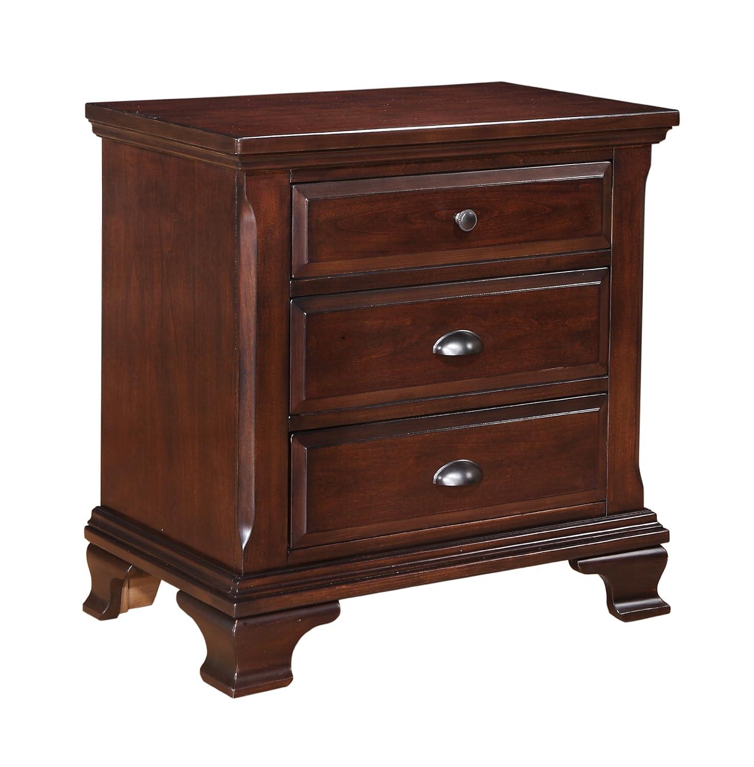 Brinley Nightstand Cherry Red - Picket House Furnishings: Mid-Century Modern Style, Laminated Finish, MDF & Metal Hardware