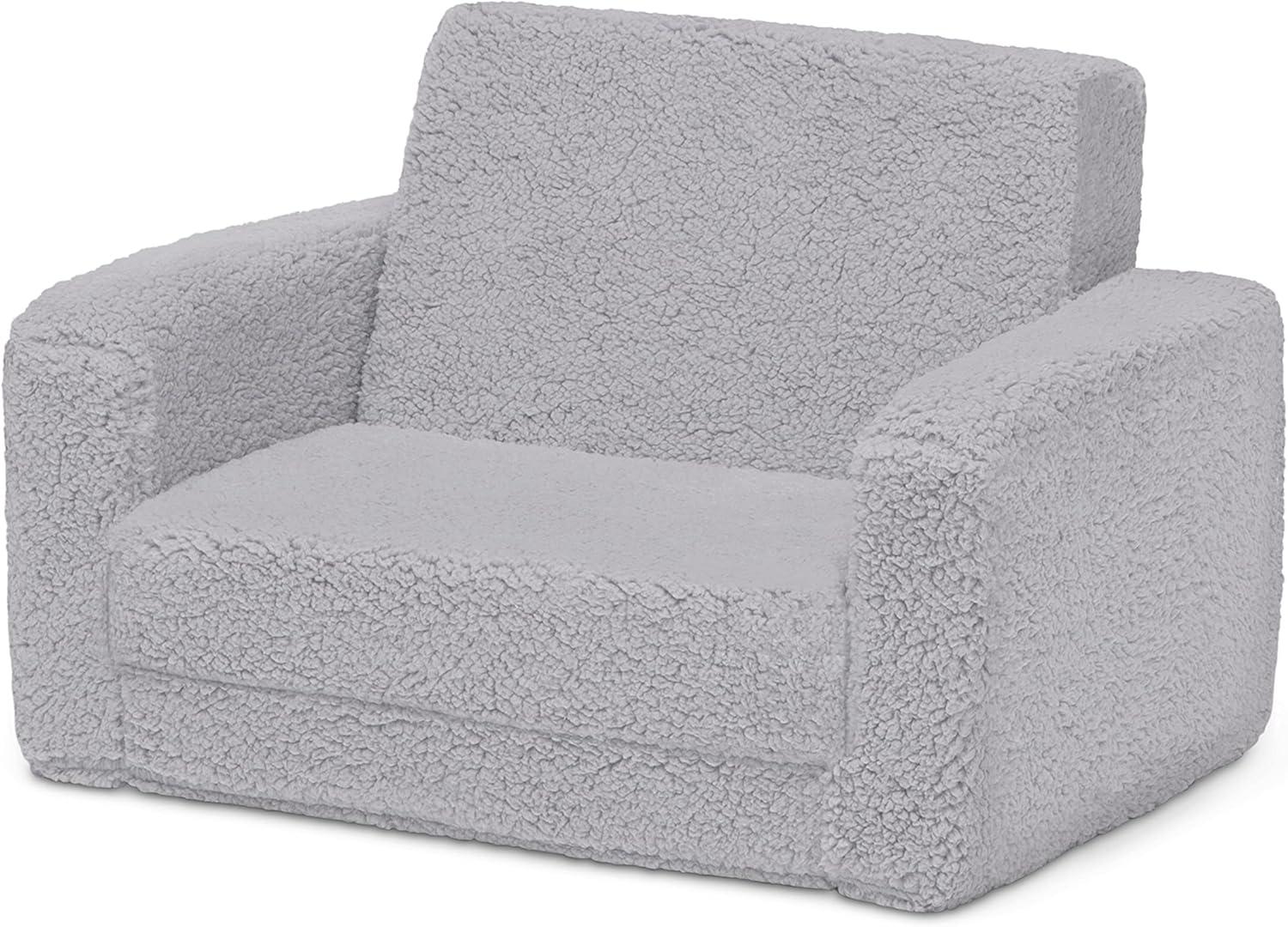 Delta Children Kids' Cozee Flip-Out Faux Shearling 2-in-1 Convertible Chair - Gray