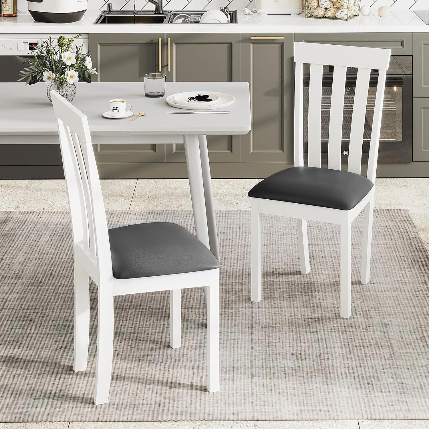 Lark Manor™ Dining Chair Set of 2 Upholstered Wooden Kitchen Chairs with Padded Seat and Rubber Wood Frame
