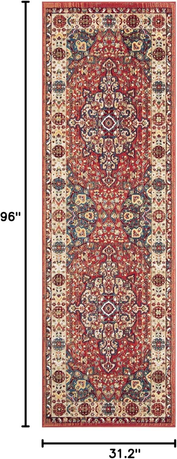 Kashan KSN305 Power Loomed Runner Rug - Red/Ivory - 2'6"x8' - Safavieh