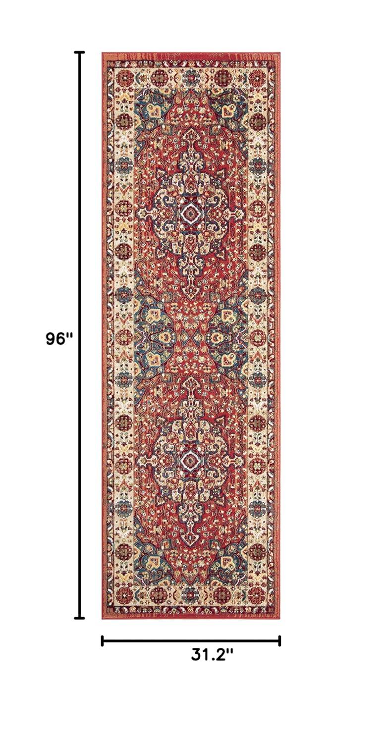 Kashan KSN305 Power Loomed Runner Rug - Red/Ivory - 2'6"x8' - Safavieh