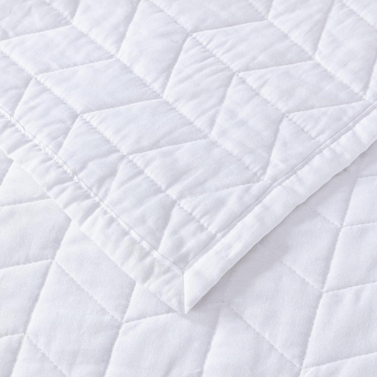 Chezmoi Collection Solid Color Embroidery Stitching Cotton Quilt Sets Cotton Quilt Set