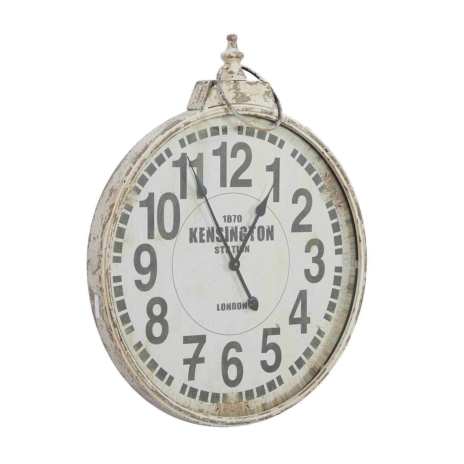 DecMode 19" x 33" Red Metal Pocket Watch Style Wall Clock