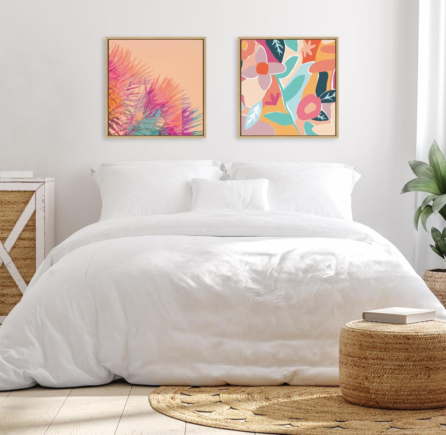 Kate & Laurel All Things Decor 22"x22" Sylvie Sun Burn 2 Wall Art by Alicia Bock Natural: Contemporary Canvas, Framed Digital Art