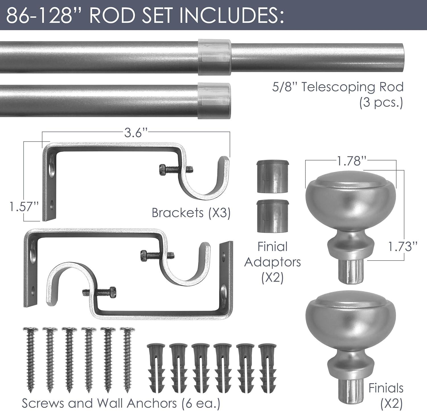 Fairbanks Dark Bronze Adjustable Curtain Rod Set with Finials