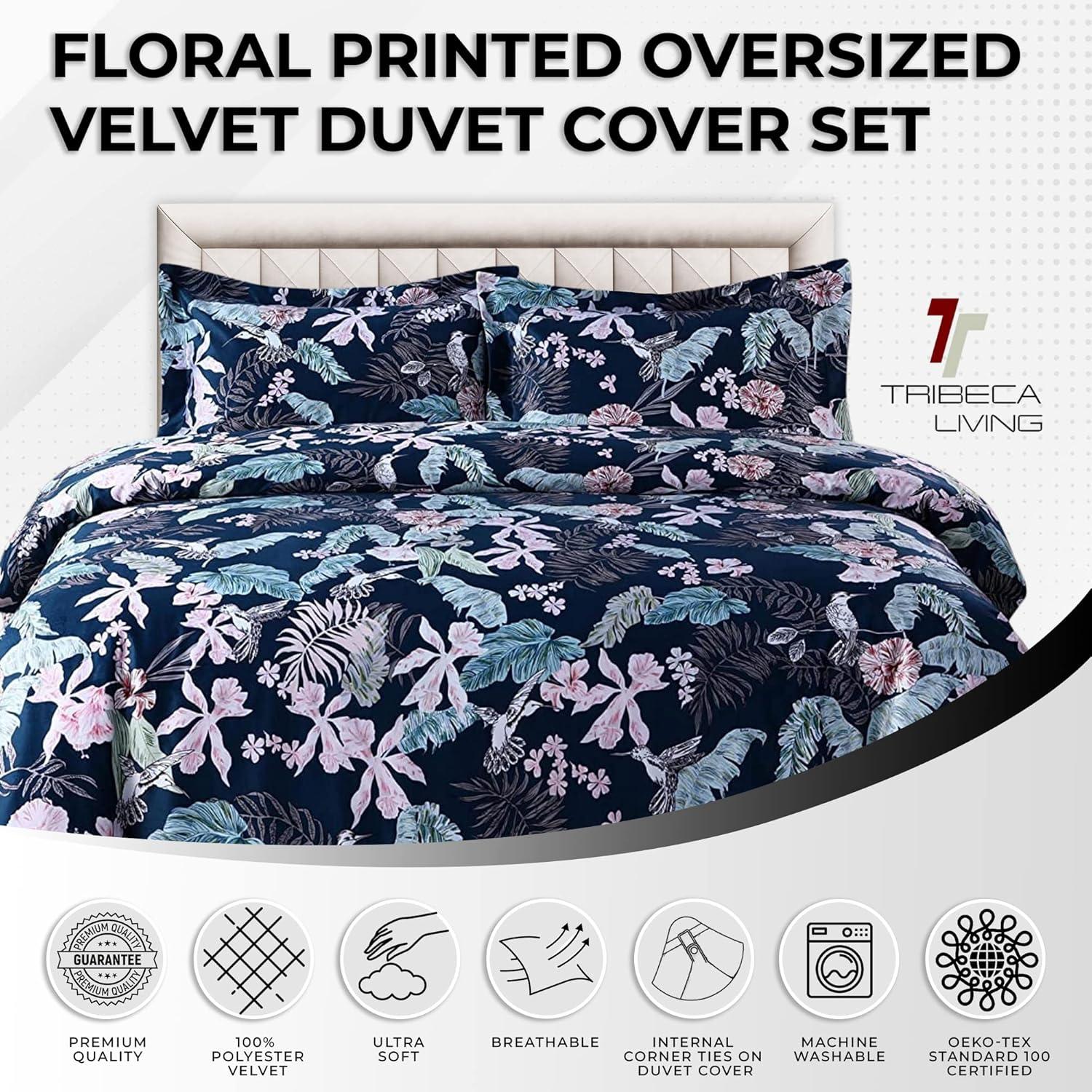 Pariza Velvet Floral Duvet Cover Set