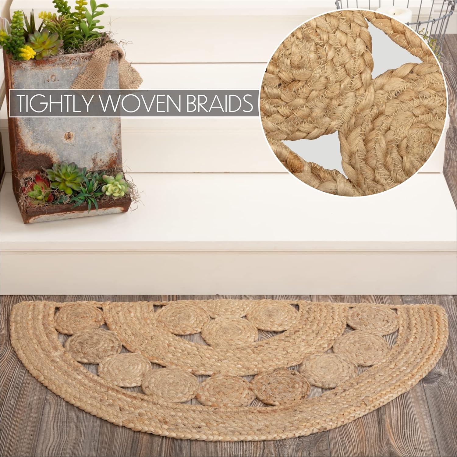 VHC Brands Farmhouse Jute 16.5 x 33 Inch Celeste Tan Half Circle Rug