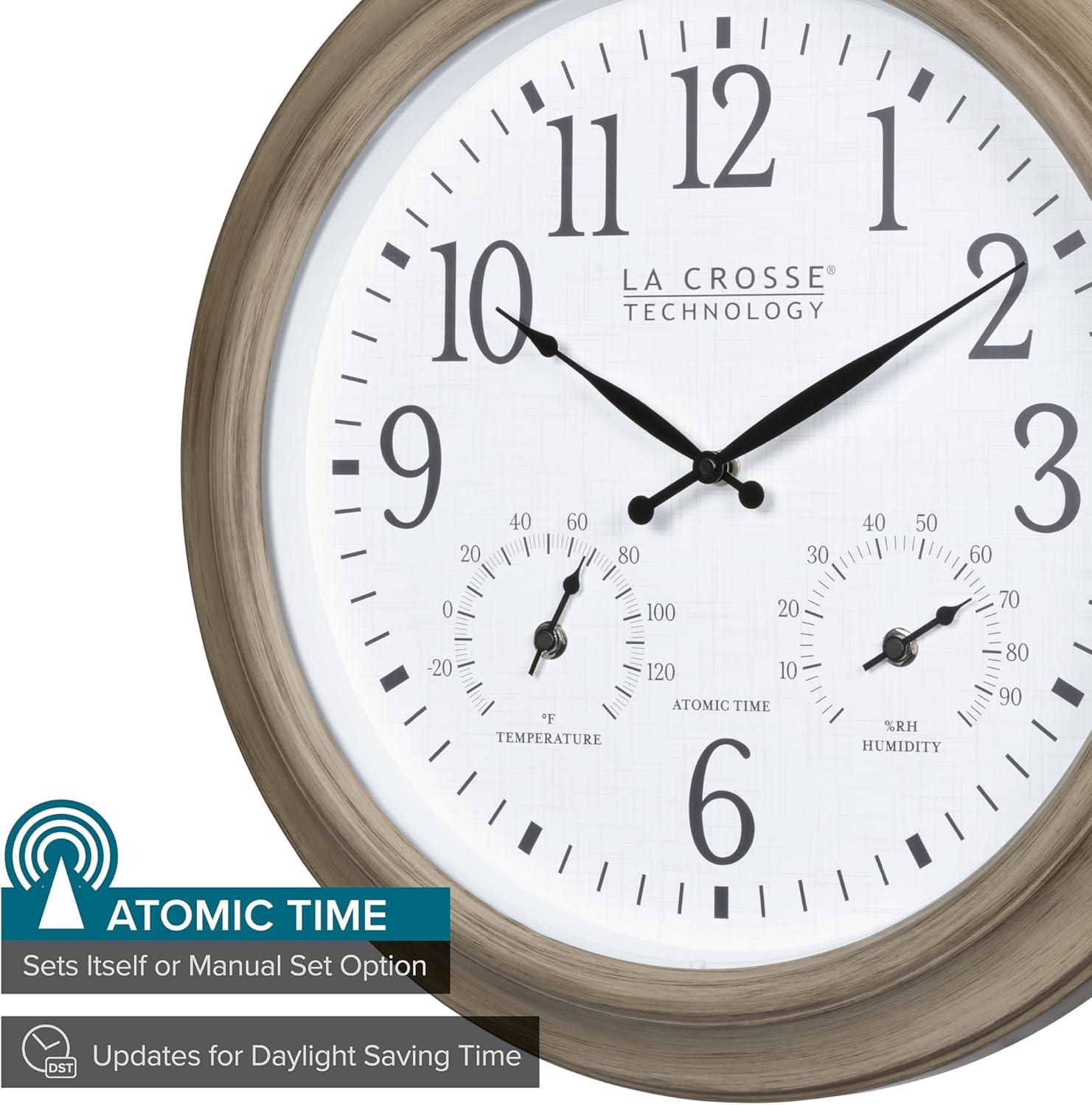 La Crosse Technology La Crosse 404-18027-INT 18" Outdoor Tan Atomic Analog Temp Wall Clock