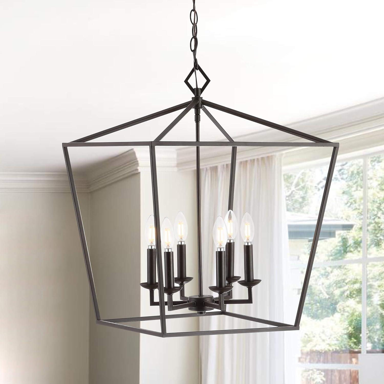 Velsa 6 Light Pendant - Oil Rubbed Bronze (Black) - Safavieh.