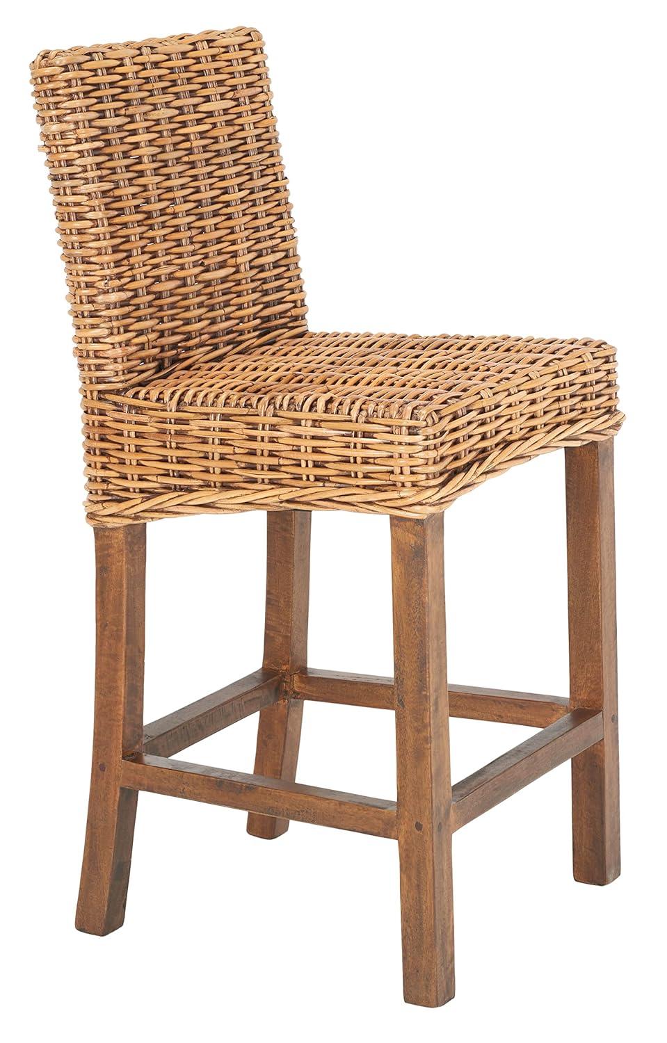 Tobie Rattan Counter Stool - White Washed - Safavieh