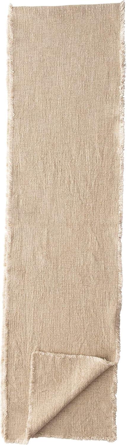 Creative Co-Op Linen Blend Table Runner with Frayed Edges, Natural