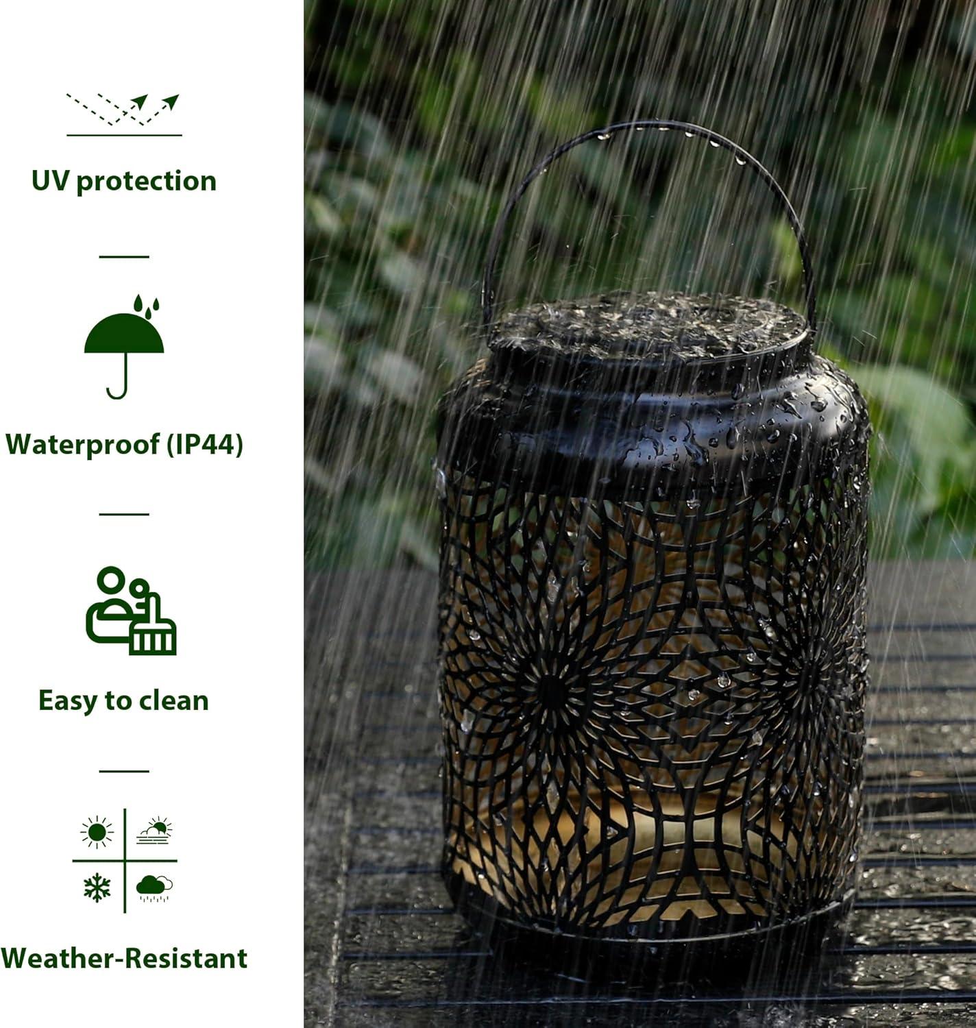 Winston Porter 8.75"H Metal Cutout Solar Powered Outdoor Hanging Lantern