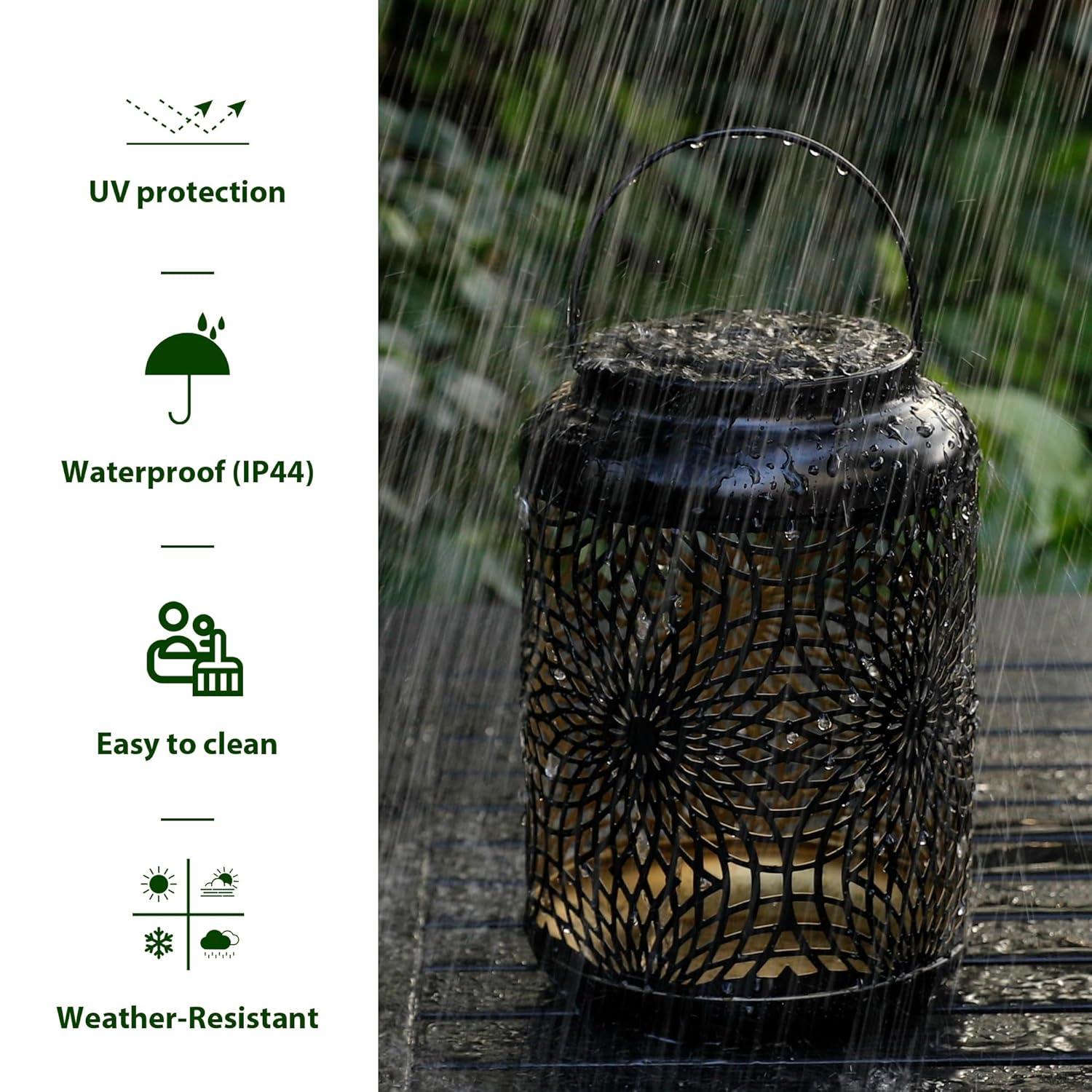 Winston Porter 8.75"H Metal Cutout Solar Powered Outdoor Hanging Lantern