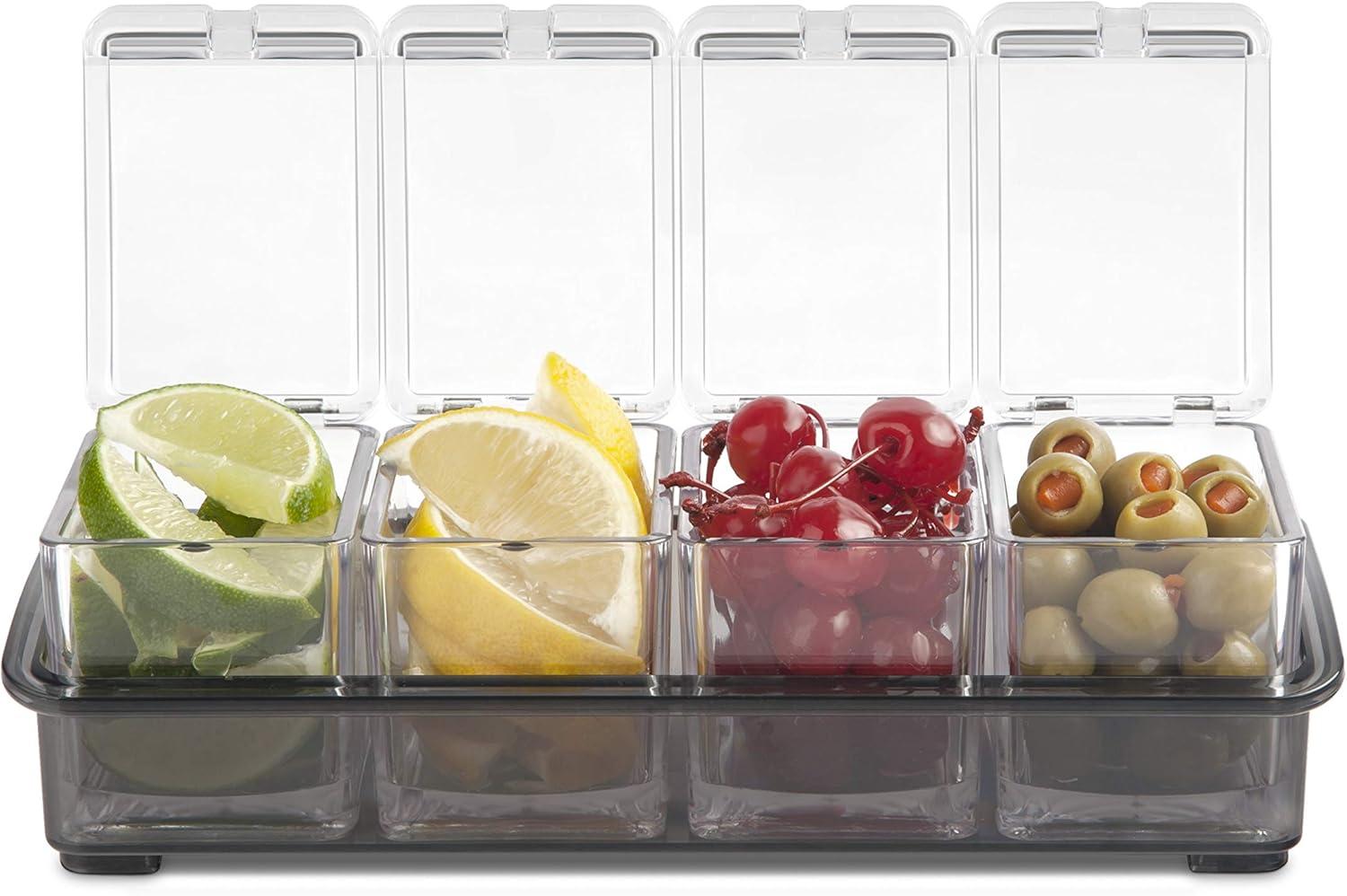 Clear Acrylic 5-Piece Garnish Bar Caddy with Removable Containers