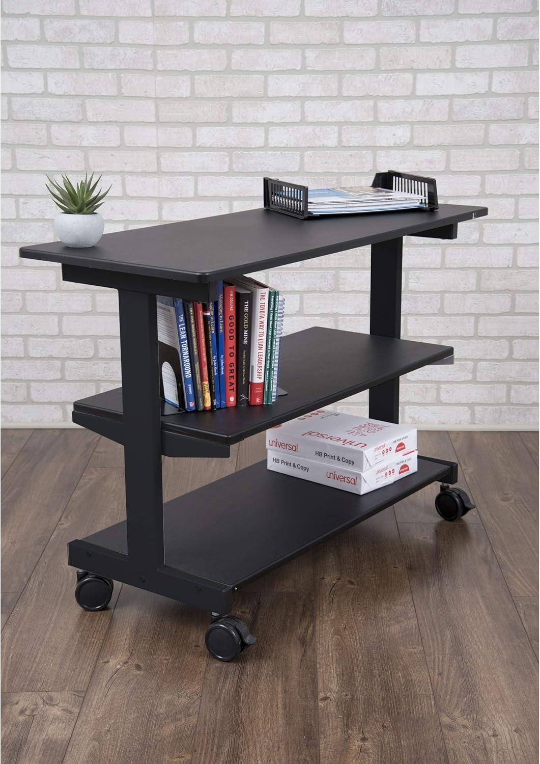 Stand Up Desk Store 3-Shelf Rolling Desk Return Side Desk Organizer and Bookcase on Wheels