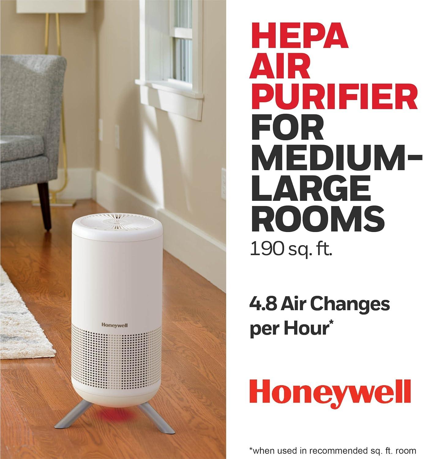 Honeywell Designer Series HEPA Tower White HPA830W: Air Purifier, 3 Settings, 100-300 sq. ft., AHAM & Energy Star Certified