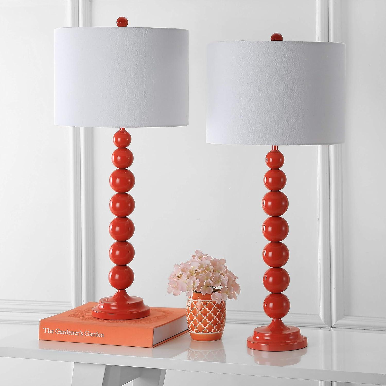 Jenna Stacked Ball Table Lamp (Set of 2) - 31.5 Inch Height - LIT4090 - Orange - Safavieh