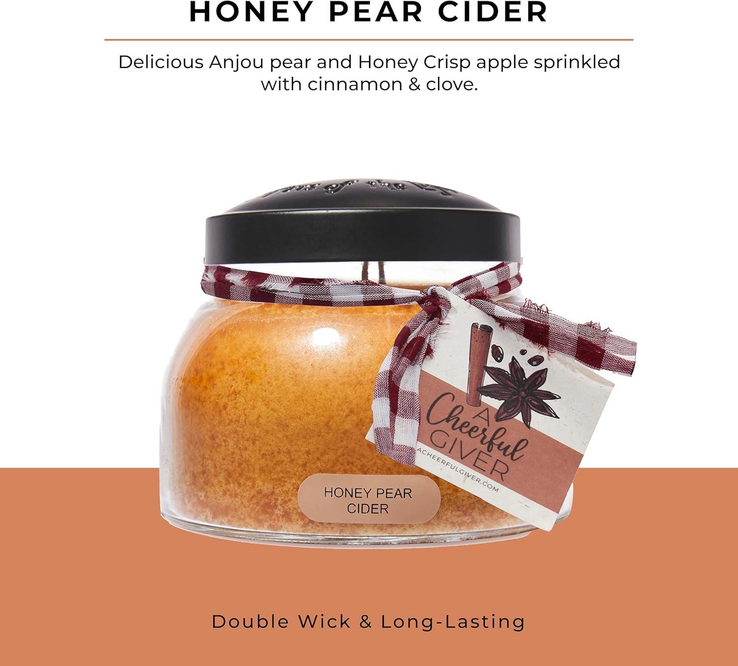 Honey Pear Cider Scented Glass Jar Candle with Black Lid