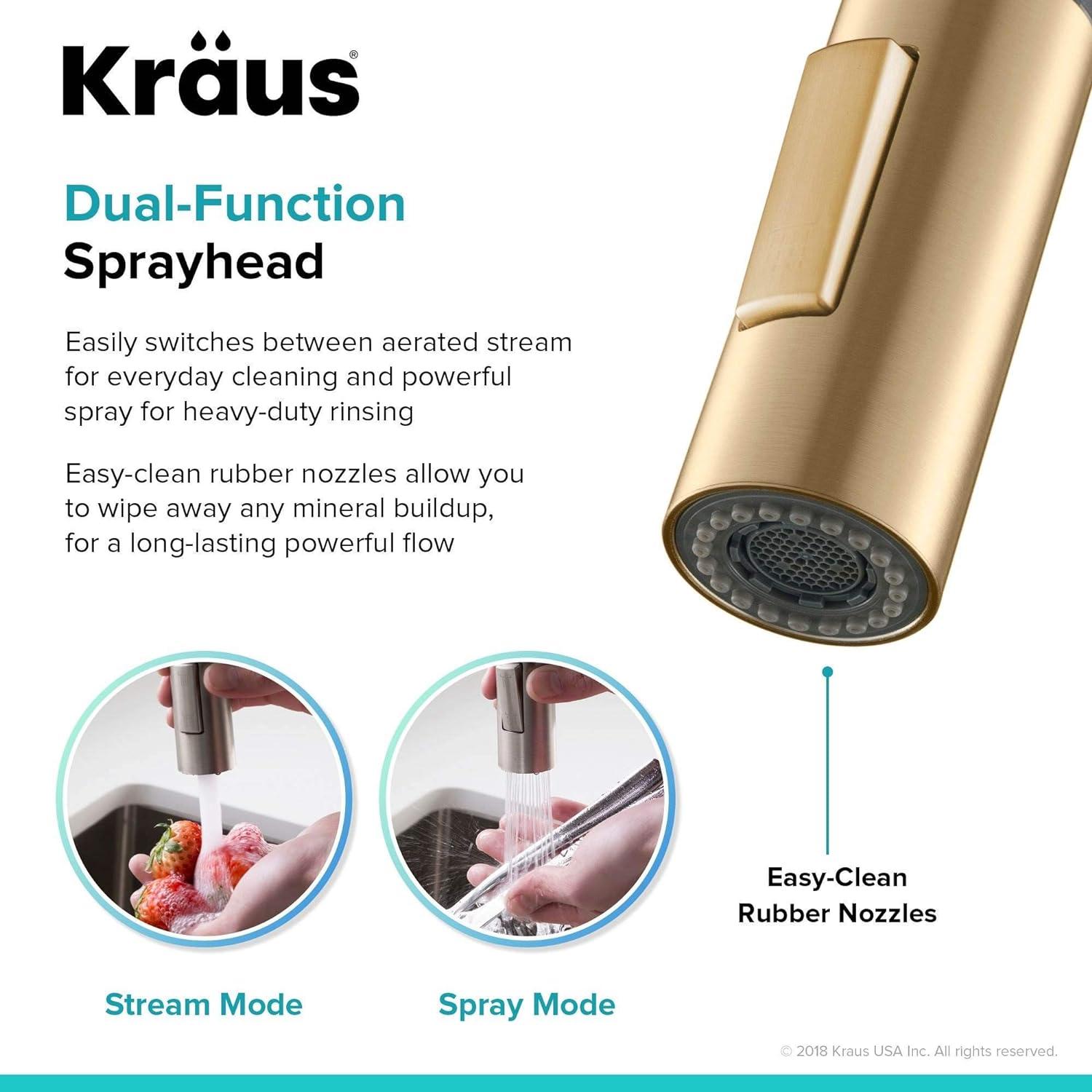 KRAUS Oletto Single Handle Pull Down Kitchen Faucet with QuickDock Top Mount Installation Assembly