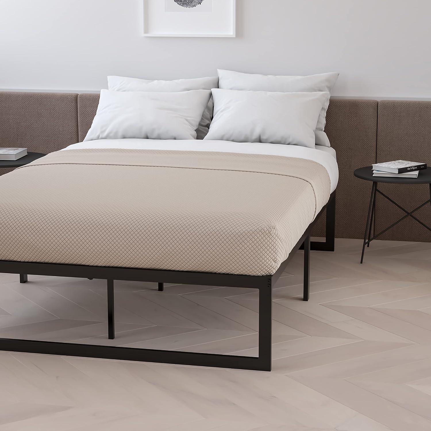 Flash Furniture 14 Inch Metal Platform Bed Frame - No Box Spring Needed with Steel Slat Support and Quick Lock Functionality (Full)