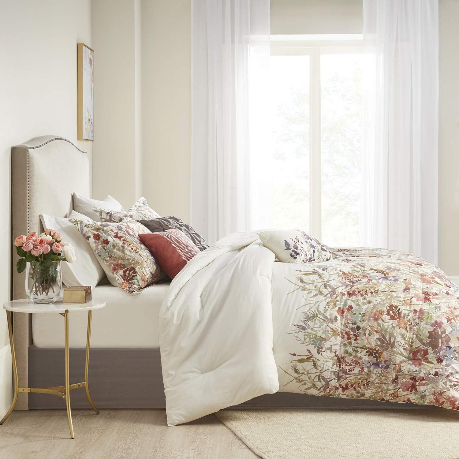 Mariana 7 Piece Cotton Watercolor Floral Comforter Set